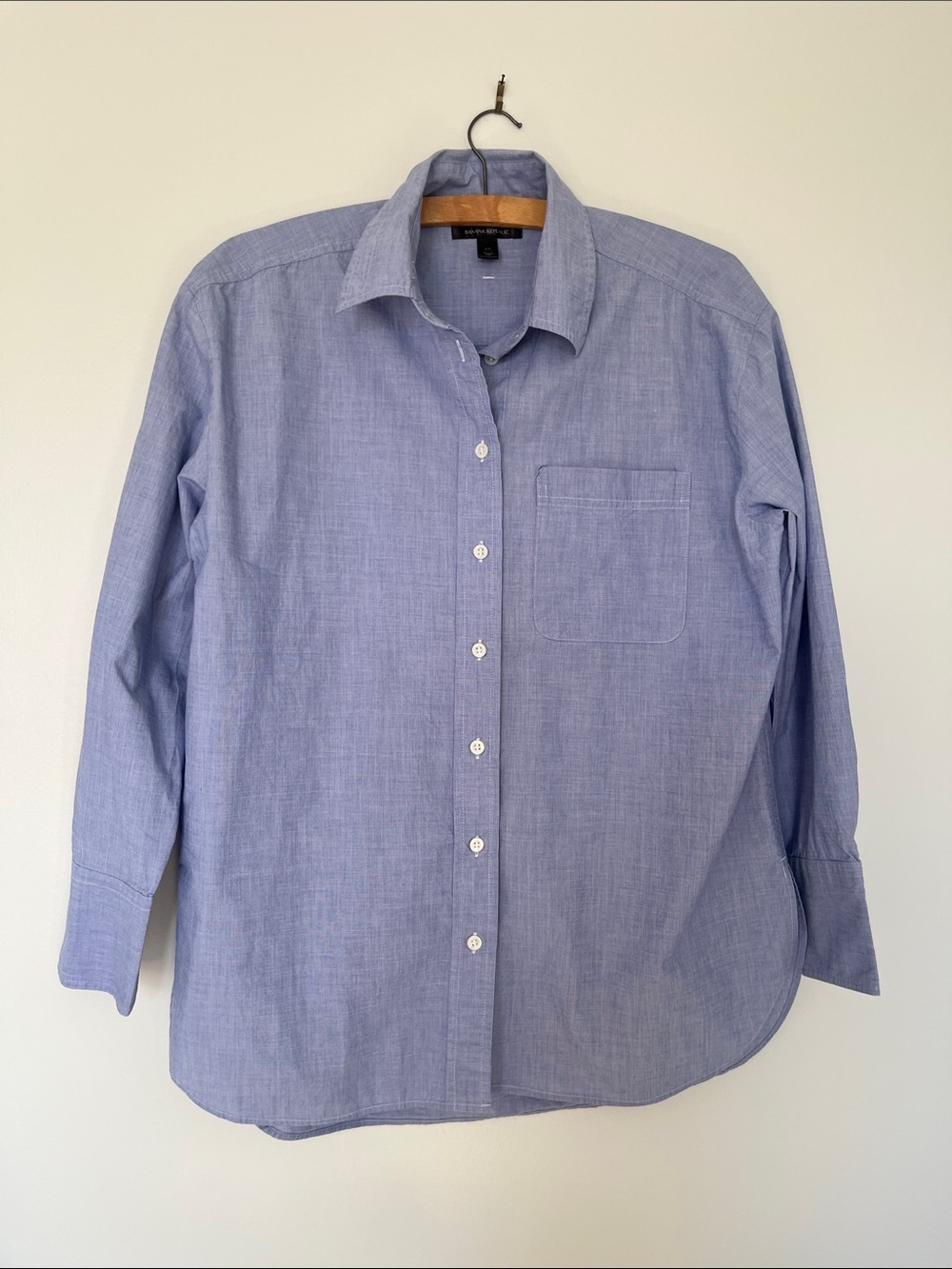 Banana Republic Oversized Cerulean Blue Button-Down Shirt, Small